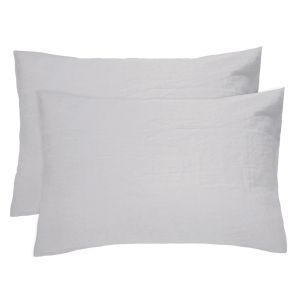 French Flax Linen Pillowcase Pair | Silver