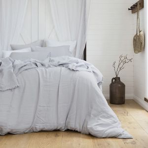 French Flax Linen Quilt Cover Set | Silver