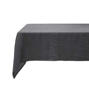 French Flax Linen Tablecloth 150x275cm Charcoal
