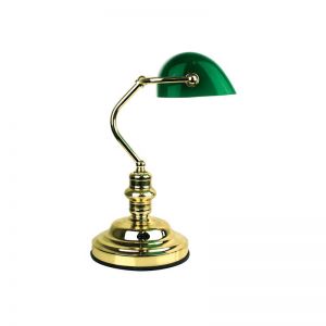 Banker's Touch Table Lamp Brass/ Dark Green