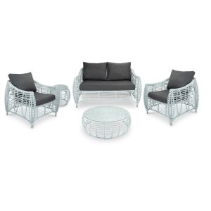 Barbados Outdoor Lounge Set | Arctic White with Pebble Olefin Cushions