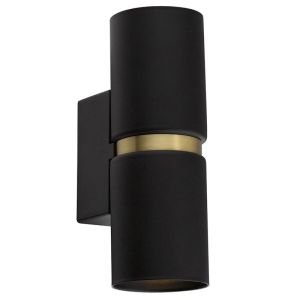 Baristo 2 Light Up/Down Round Wall Bracket in Black/Brass | By Beacon Lighting