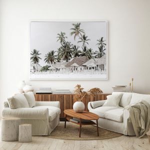 Beach Huts | Framed Canvas Art Print