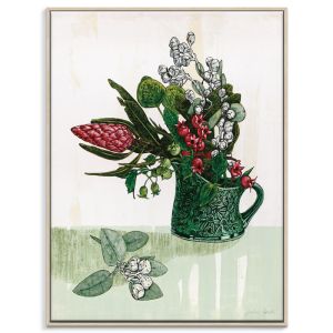 Beau Native Floral in Green Flannel Flower Jug | Julie Lynch | Prints or Canvas by Artist Lane