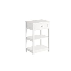 Bedside Table with Drawer + Shelves | White