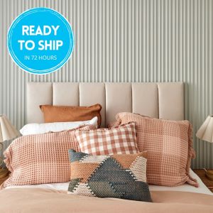 Beige Velvet Panelled Upholstered Bedhead | Martini Furniture | FREE DELIVERY
