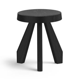 Bel Round Solid Oak Table Stool | Black | by L3 Home
