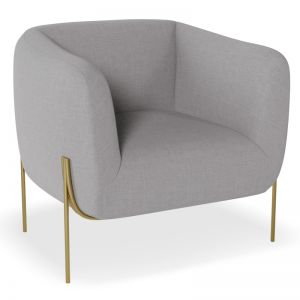 Belle Lounge Chair | Cloud Grey | Brushed Matt Gold Legs