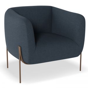 Belle Lounge Chair | Dark Blue | Brushed Matt Bronze Legs