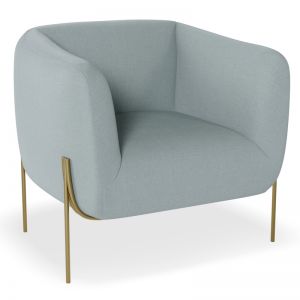 Belle Lounge Chair | Sky Blue | Brushed Matt Gold Legs