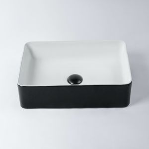 Bellevue Small Rectangle Contemporary Basin | Matte Black & Gloss White | by Eight Quarters