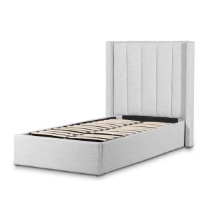 Betsy Fabric Single Bed Frame | Pearl Grey with Storage