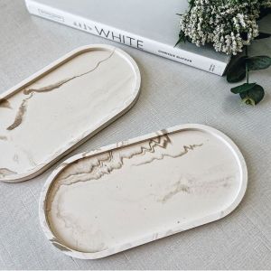 Big Daddy Trinket Tray | Taupe Marble | Set of 2 | ClareyP Pours