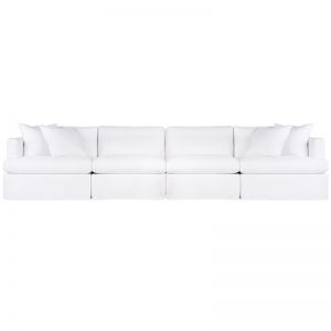 Birkshire Slipcover Modular Sofa | White Linen | Option 4