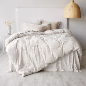 Biscuit Stripe | Cotton Jersey Duvet Cover