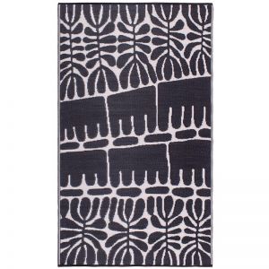 Black and Cream Recycled Plastic Outdoor Rug