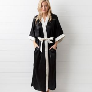 Black Silk Kimono Robe