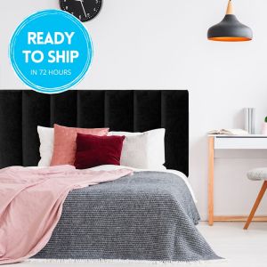 Black Velvet Panelled Upholstered Bedhead | Martini Furniture | FREE DELIVERY