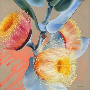Blossoms on Linen | Orange | Unframed Canvas Print