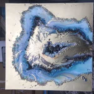Blue and Gold Geode | Crystal Artwork | Commission Original Artwork by Antuanelle