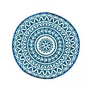 Blue and White Floral Recycled Plastic Reversible Outdoor Rug | Pushpa | 180CM