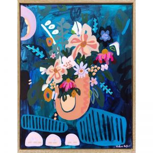 Blue Floral | Framed Canvas Print | Prudence De Marchi