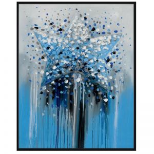 Blue Star | P1021-2 Blue | Framed Canvas Print | Colour Clash Studio