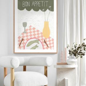 Bon Appétit Khaki Green | Framed Art Print