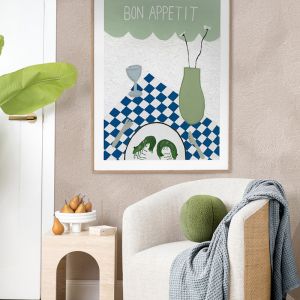 Bon Appétit Light Green | Framed Art Print