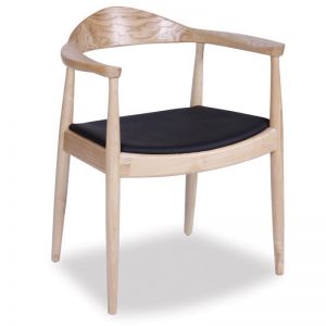 Bow Round Arm Chair | Natural American Solid Ash w/ Black Pad