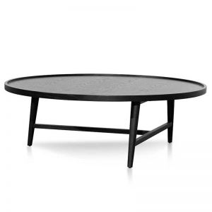 Brenda Wooden Round Coffee Table | Black | 1.1m