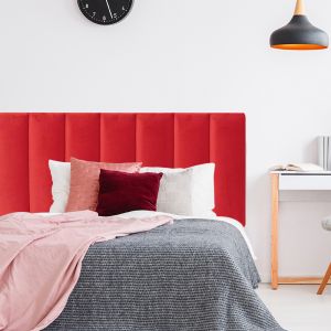 Bright Red Velvet Panelled Upholstered Bedhead | All Sizes | Custom Made by Martini Furniture