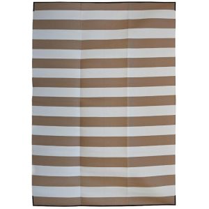 Brittany Foldable Waterproof Large Camping Mat | 270x360 CM | Beige & White Stripes