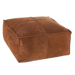 Brown Suede Texture Tray Leather Ottoman