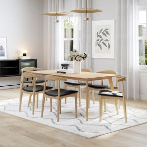 Bruno 7 Piece Dining Set with Elba Natural Oak Chairs | by L3 Home