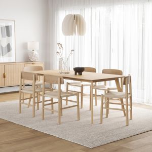 Bruno 7 Piece Dining Set with Isak Natural Oak Chairs | by L3 Home