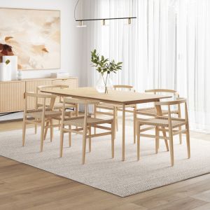 Bruno 7 Piece Dining Set with Oskar Natural Oak Chairs | by L3 Home
