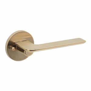 Brushed Brass Door Handle Privacy | 63mm rose I Mucheln EDGE Series