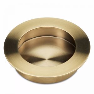 Brushed Brass FLUSH PULL Round Handle  90mm Open Design