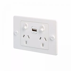 Buster + Punch V2 Double GPO with USB Port in White | Beacon Lighting