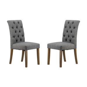 Buttoned Back Dining Chairs | Grey | Set of 2