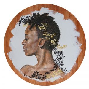 Camille | Original Oil Painting on Round Timber Panel | Katrina Okoronkwo