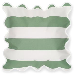 Campbell Parade | Outdoor Sage Stripe Scalloped Cushion