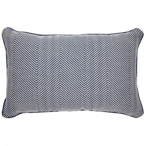 Candace Rectangle Feather Cushion | Chevron Blue Linen