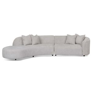 Carissa Left Chaise Sofa | Light Grey Fleece
