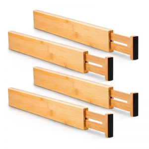 Carla Home Adjustable Bamboo Kitchen Drawer Dividers | Large (44-55 cm) | 4 pack