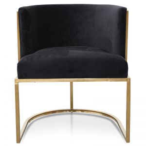 Carma Lounge Chair In Black Velvet Seat | Brushed Gold