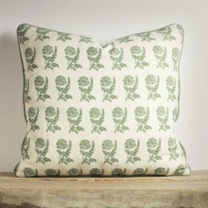 Carnation Green on White Decorative Cushion Cover | 50 x 50cm