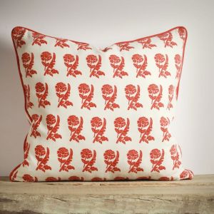 Carnation Red on White Decorative Cushion Cover | 50 x 50cm