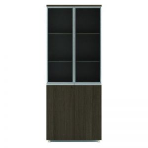 CARTER Display Unit 2 Door Bookcase 80cm -  Coffee Grey